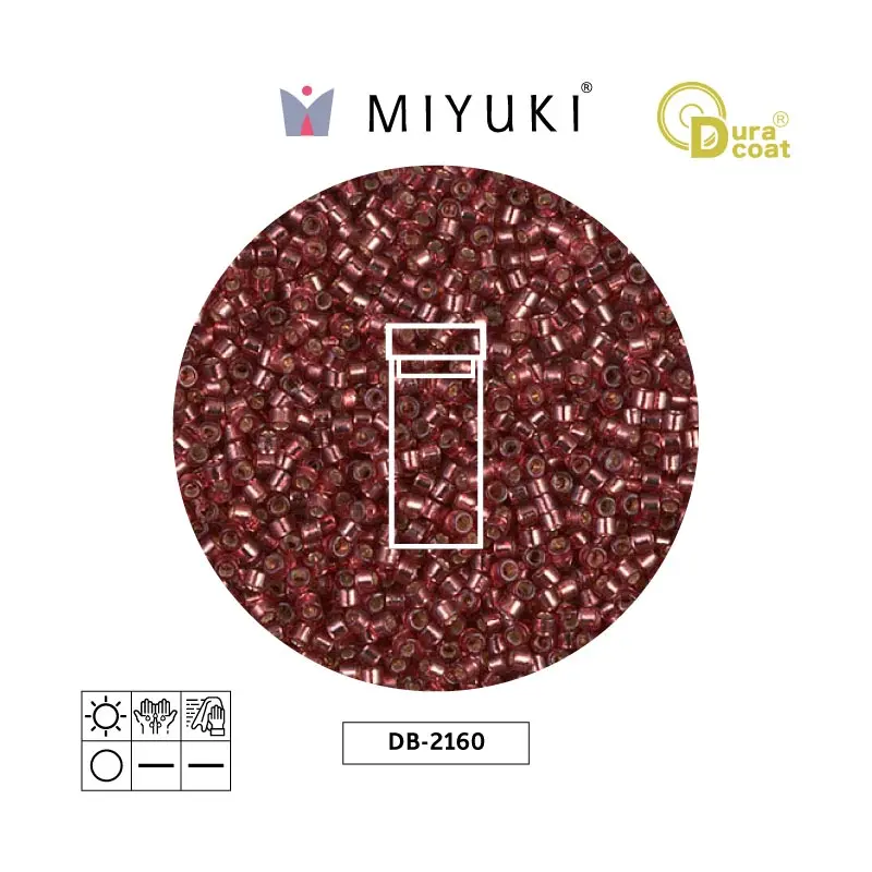 Miyuki delica 11/0 DB2160 plateado forrado fucsia Duracoat x 3g