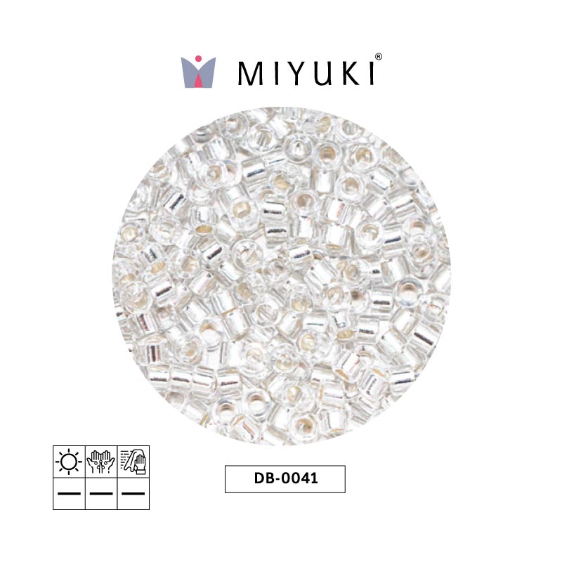 Miyuki delica 11/0 DB0041 plateado forrado cristal x 50g