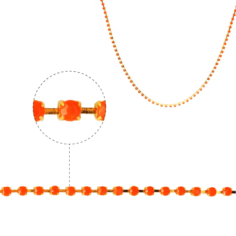 Cadena strass #4 naranja 2.5mm/Gilt x m