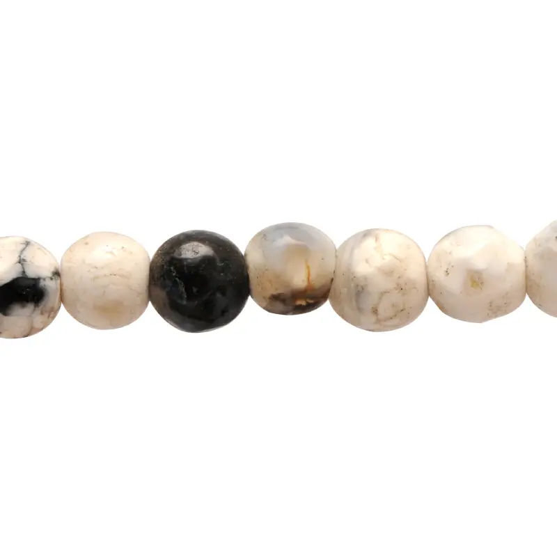 Sarta redonda facetada 4mm fire agate ash cream x 92 unds