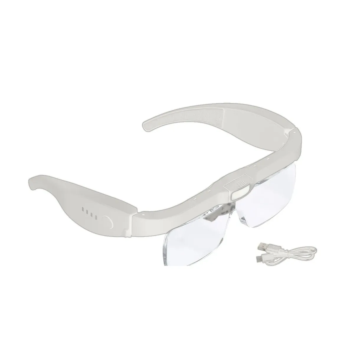 Lupa de cabeza con luz LED y 5 lentes intercambiables — Recargable USB-C (blanco)