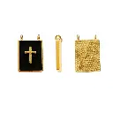 Dije esmaltado rectangular negro cruz 15x17mm/Golfi W10623 x und