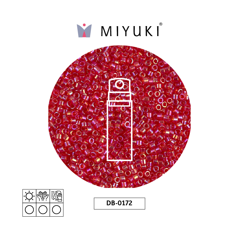 Miyuki delica 11/0 DB0172 tran claro rojo AB x 10g