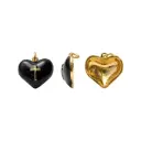 Dije esmaltado negro corazon cruz 15mm W10915B x und