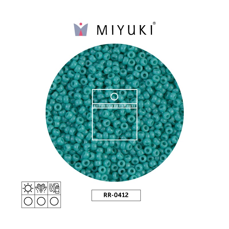 Mostacilla Miyuki rocalla 11/0 RR0412 opaco azul turquesa verde  x 25g