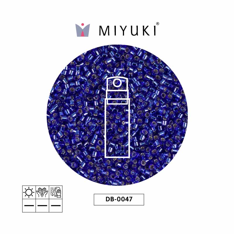 Miyuki delica 11/0 DB0047 plateado forrado azul x 10g