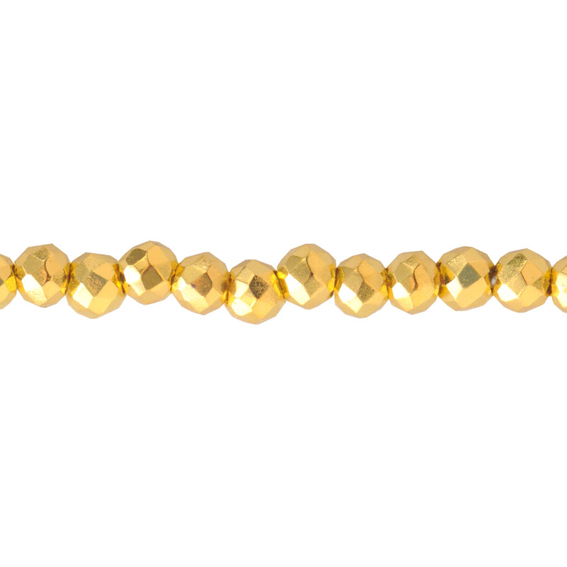 Murano redondo facetado 2mm dorado x unds