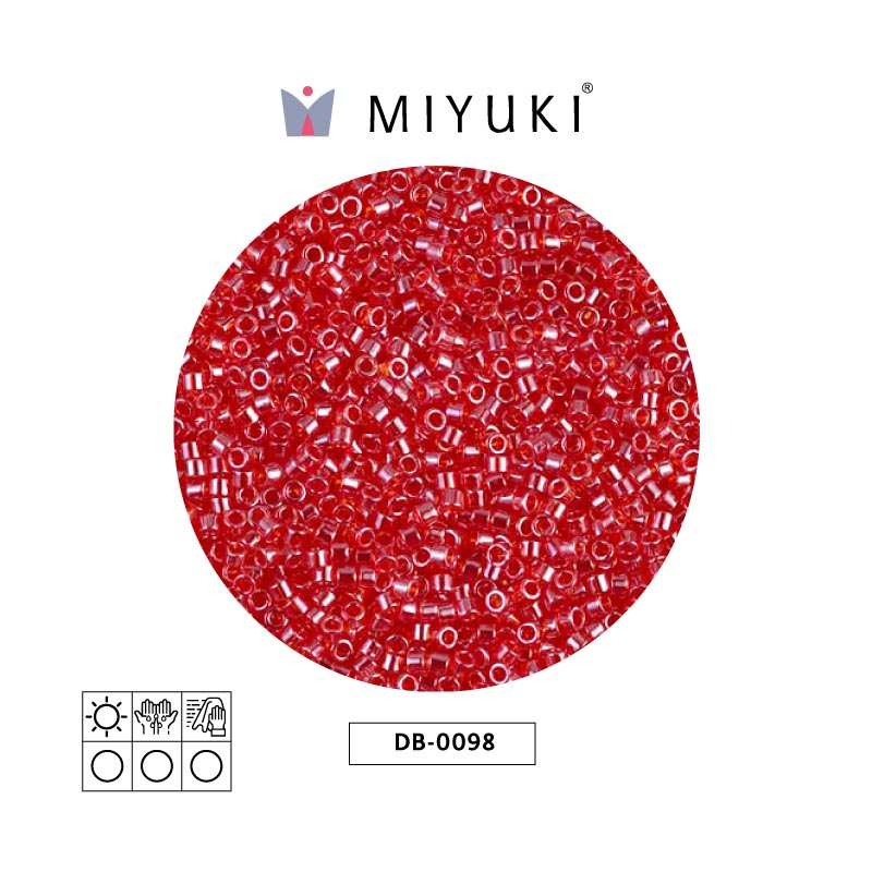 Miyuki delica 11/0 DB0098 transparente claro rojo lusterr x 50g