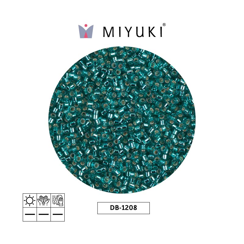 Miyuki delica 11/0 DB1208 plateado forrado caribbean azul verdoso x 50gr