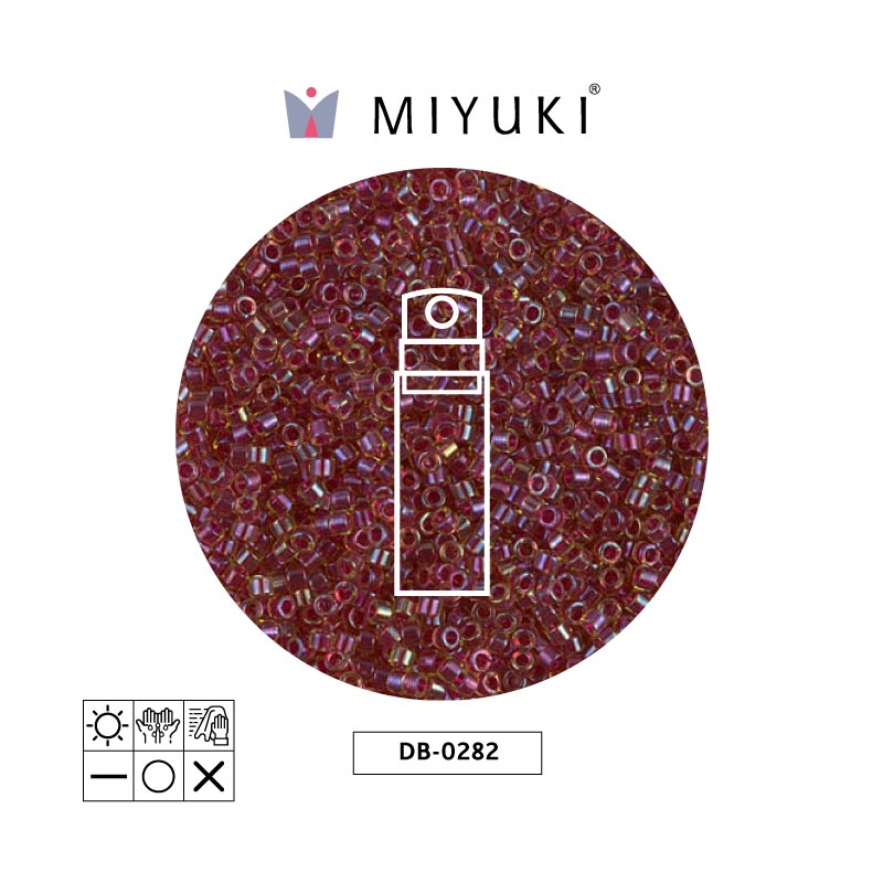 Miyuki delica 11/0 DB0282 rojo forrado claro lusterr x 10g