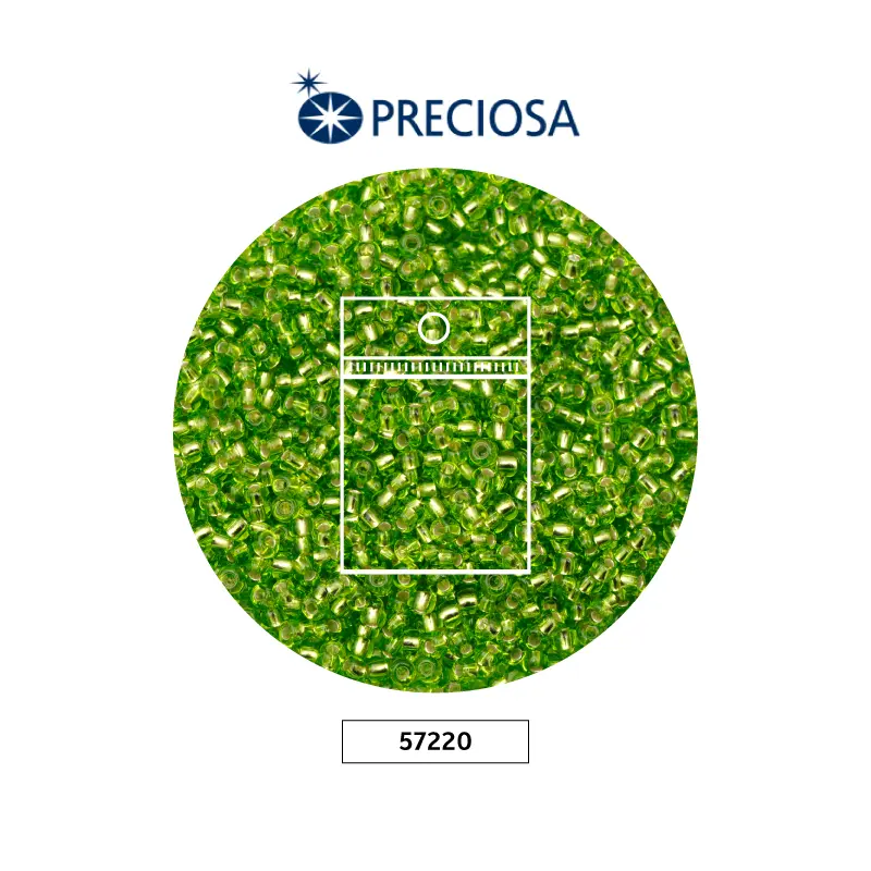 Mostacilla checa preciosa 2mm 57220 LP verde limon x 50g