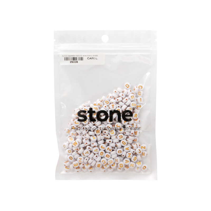 Acrilico separador redondo letras blanco dorado 4x7nn x 50g