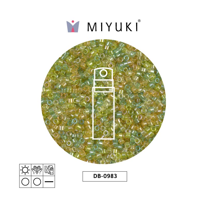 Miyuki delica 11/0 DB0983 saparkling lined lemon lime mix x 10g