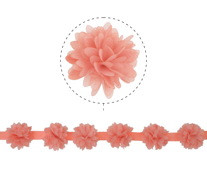 Flor organza 4-4.5cm N.79 living coral x 1yd (17pcs x yd)