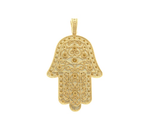 [26396] Mano hamsa 43x73mm A18145/rodio x und