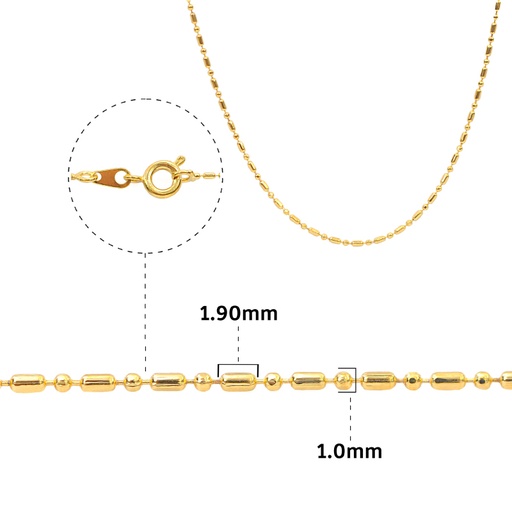 [25996] Cadena rodio ball 1.0x1.90mm DC 3x1 45cm x und