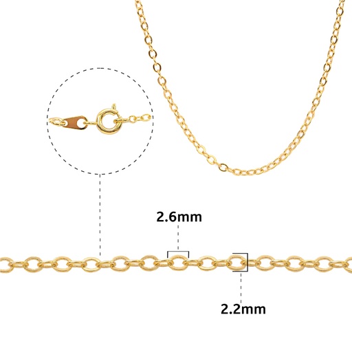 [32350] Cadena rodio link redondo 2mm/245SF/2.2x2.6mm 45cm x und