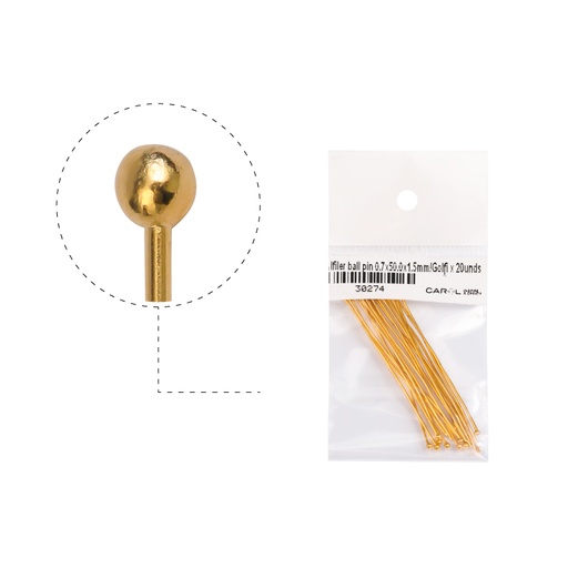 [30274] Alfiler ball pin 0.7x50.0x1.5mm/rodio x 20unds