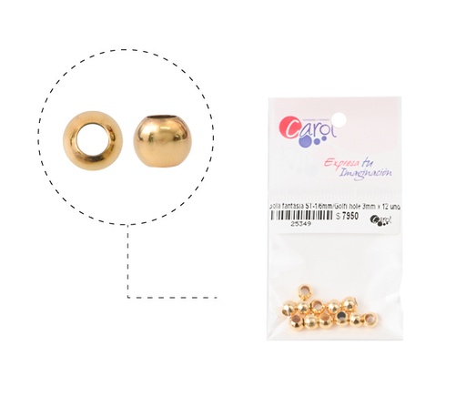 [25349] Bola rodio ST-1/6mm hole 3mm x 12unds