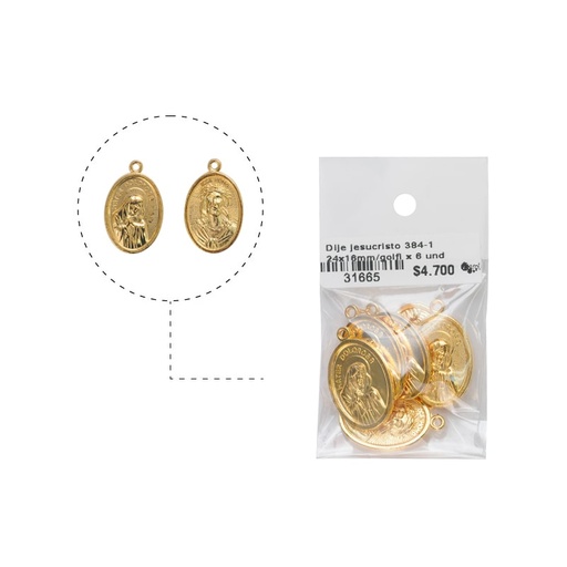 [31665] Dije jesucristo 384-1 24x16mm/rodio x 6 und