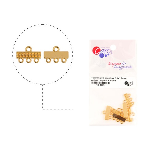 [14100] Terminal 3 argollas 15x10mm A-36414/rodio x 6und