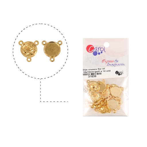 [31639] Dije crucero flor 37 16x15mm/rodio x 12 und