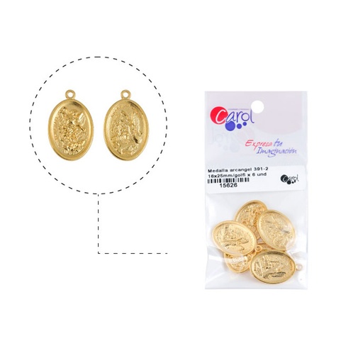 [15626] Medalla arcangel 391-2 16x25mm/rodio x 6 und