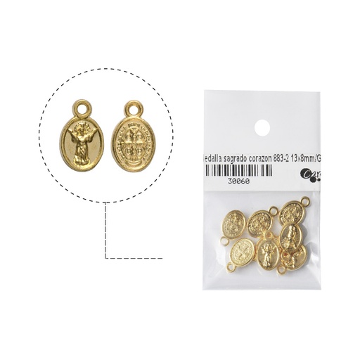 [30060] Medalla divino niño / san benito 883-2 13x8mm/Golfi x 8unds
