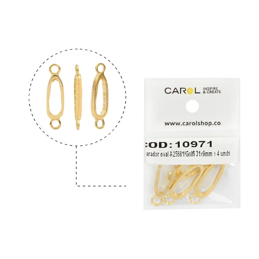 [10971] Separador oval A25681/rodio 31x9mm x 4 unds