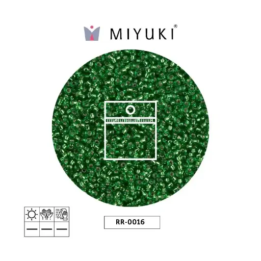 [20835] Mostacilla Miyuki rocalla 15/0 RR0016 plateado forrado verde x 25g