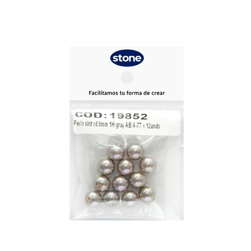 [19852] Perla sintetica redonda 8mm 1H gray AB A-77 x 12unds