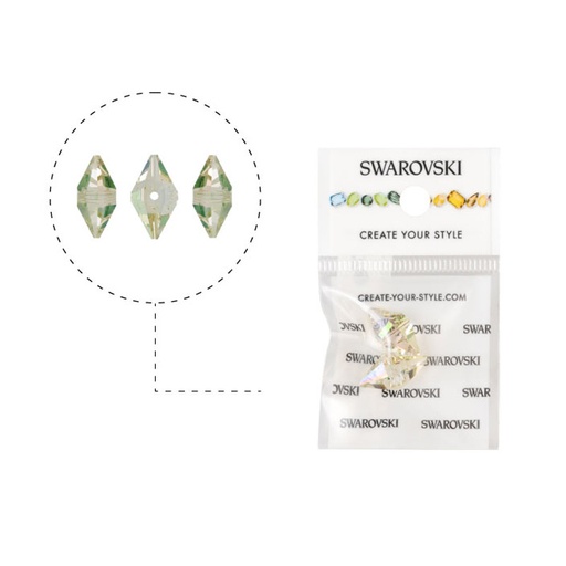 [27102] 5747 swarovski double spike crystal luminous green 16x8mm x 2unds