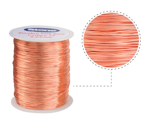 [15821] Alambre para bisuteria rosado stone N.22 0.64mm x Kg (420m aprox)