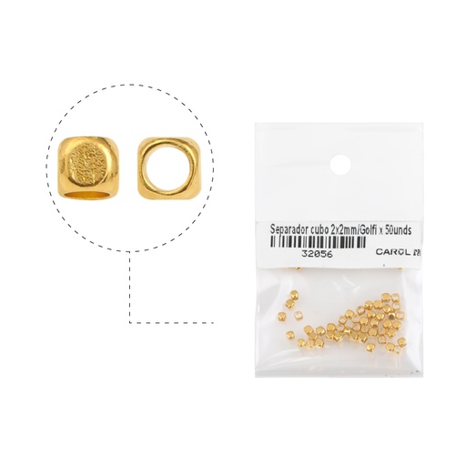 [32056] Separador cubo 2x2mm/rodio x 50unds