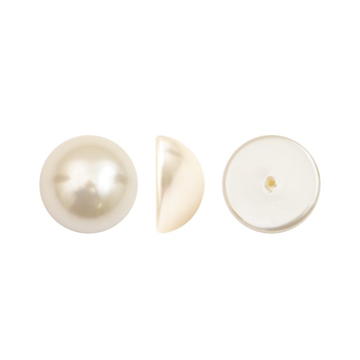[17259] Media perla sintetica base plana 1H 22mm cream A03 x und