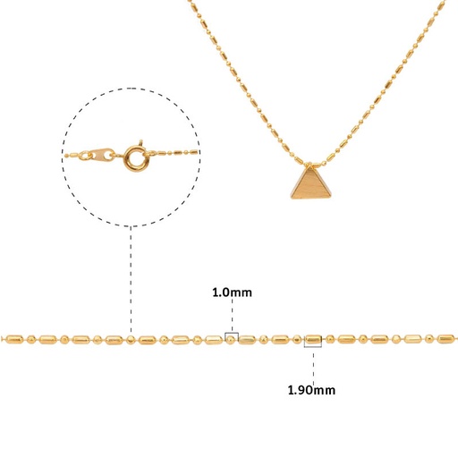 [25675] Cadena rodio dije triangulo 1.0x1.90mm/DC/42cm x und