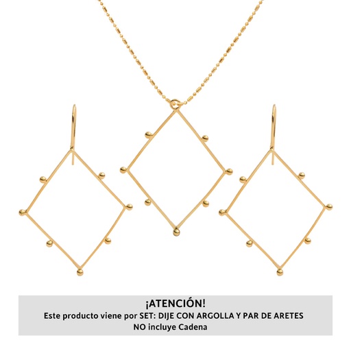 [30649] Marco Rombo Aretes y Dije 40x30mm/rodio x Set