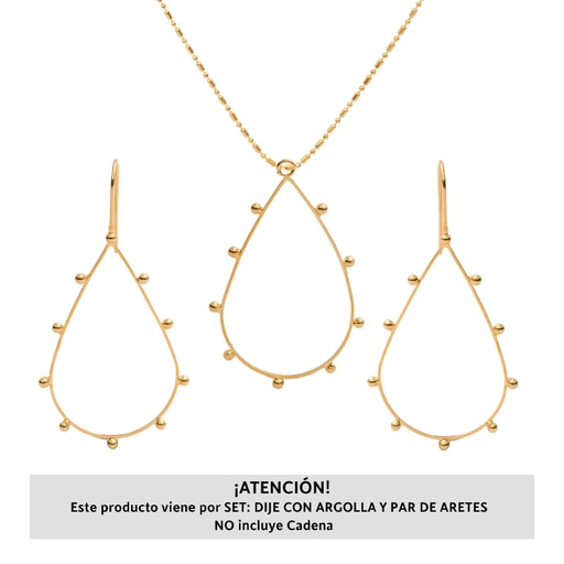 [30658] Marco Gota Aretes y Dije 38x27mm/rodio x set