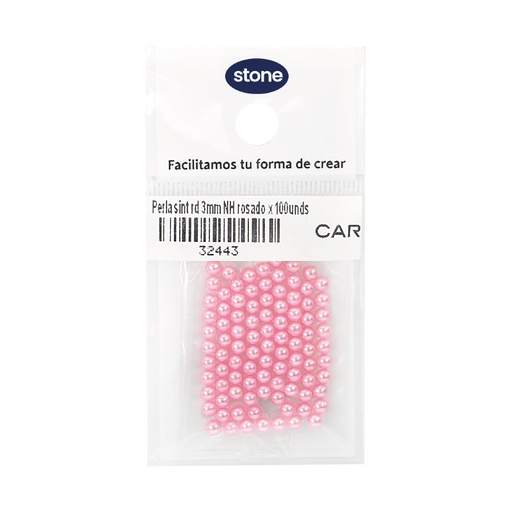 [32443] Perla Sintetica Redonda 3mm NH rosado x 100 Unidades