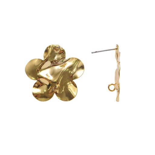 [31195] Arete flor martillada con argolla 25mm/rodio x par