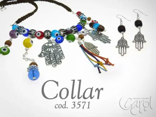 [03571] Collar ojitos y mano de fátima x und