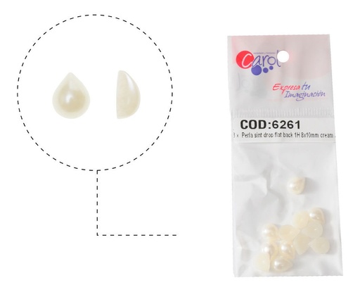 [06261] Perla sintetica drop flat back 1H 8x10mm cream A-03 x 12unds