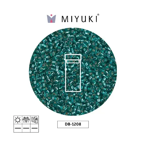 [17937] Miyuki delica 11/0 DB1208 plateado forrado caribbean azul verdoso x 3g