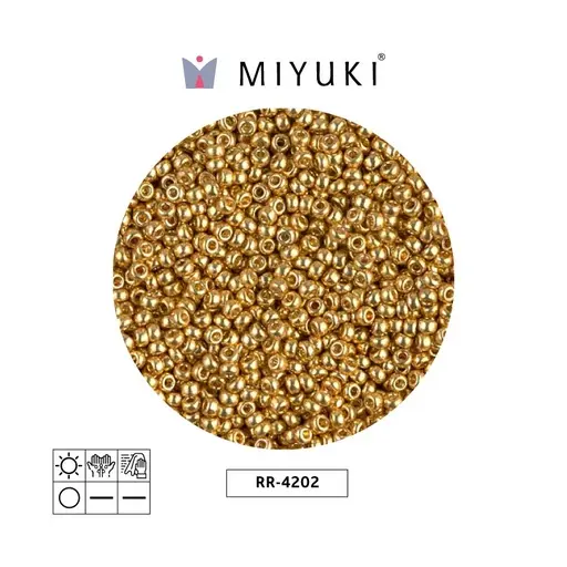 [06264] Mostacilla Miyuki rocalla 15/0 RR4202 galvanizado dorado Duracoat x 25g