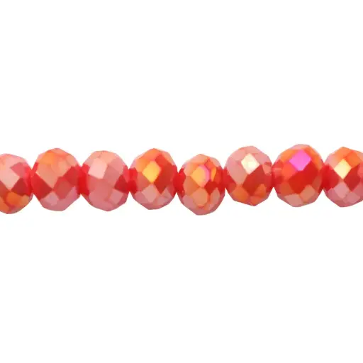 [19082] Murano rondela facetada 3mm rojo coral mate 85AB x 110unds