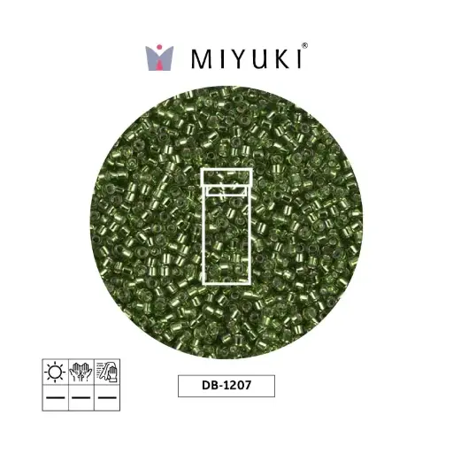 [21672] Miyuki delica 11/0 DB1207 plateado forrado verde x 3g