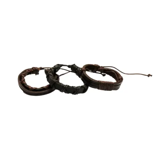 [09566] Combo brazalete cuero hombre (E9,G11,H12) x 3 diseños