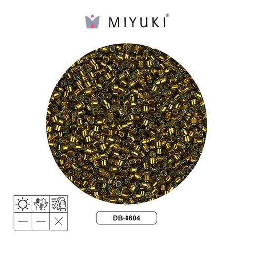 [27459] Miyuki delica 11/0 DB0604 plateado forrado golden verde x 50g