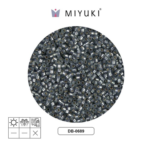 [28417] Miyuki delica 11/0 DB0689 mate plateado forrado moss gris x 50g