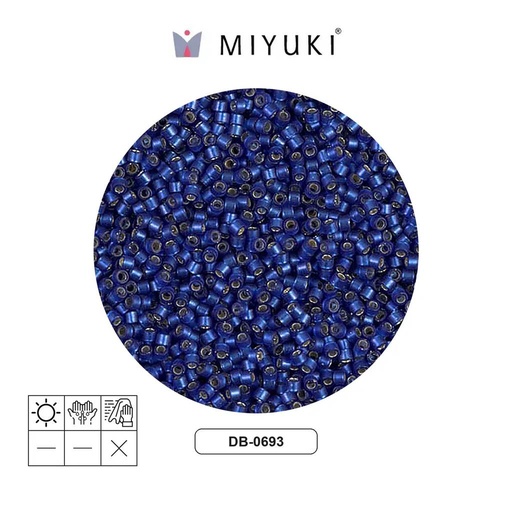 [27779] Miyuki delica 11/0 DB0693 mate plateado forrado dusk azul x 50g